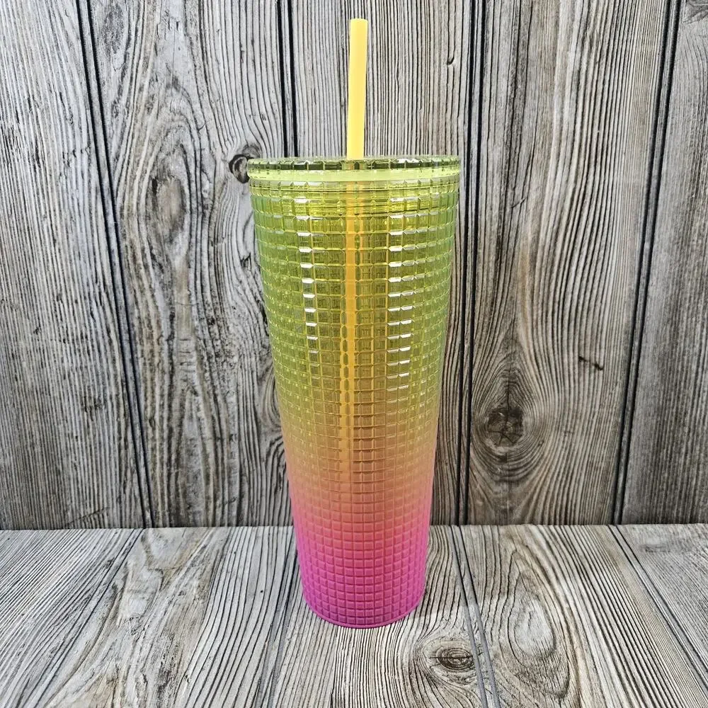 Starbucks Tumbler Lemon Prism Spray Pink Gradient Ombre Summer 2022 Venti